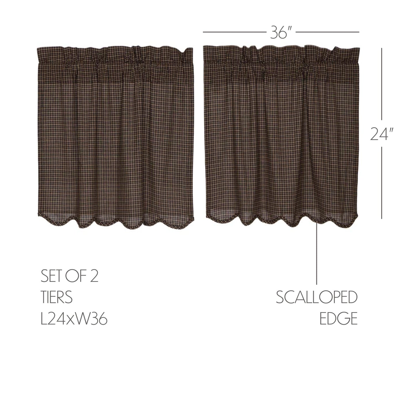 Kettle Grove Plaid Tier Scalloped Set of 2 L24xW36