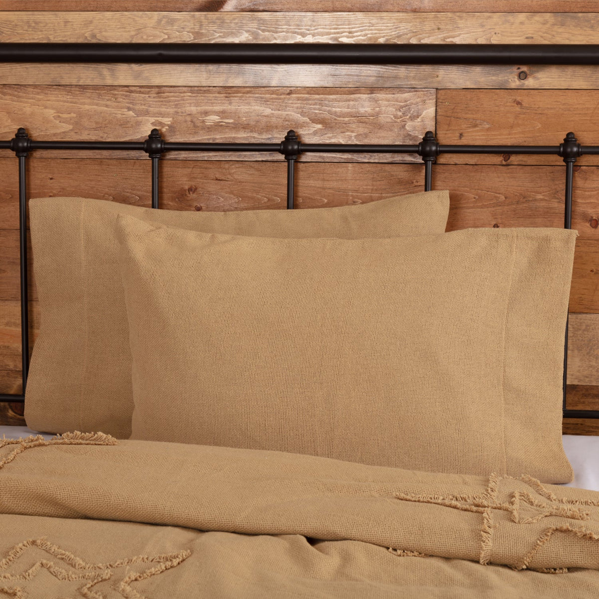 Burlap Natural Standard Pillow Case Set of 2