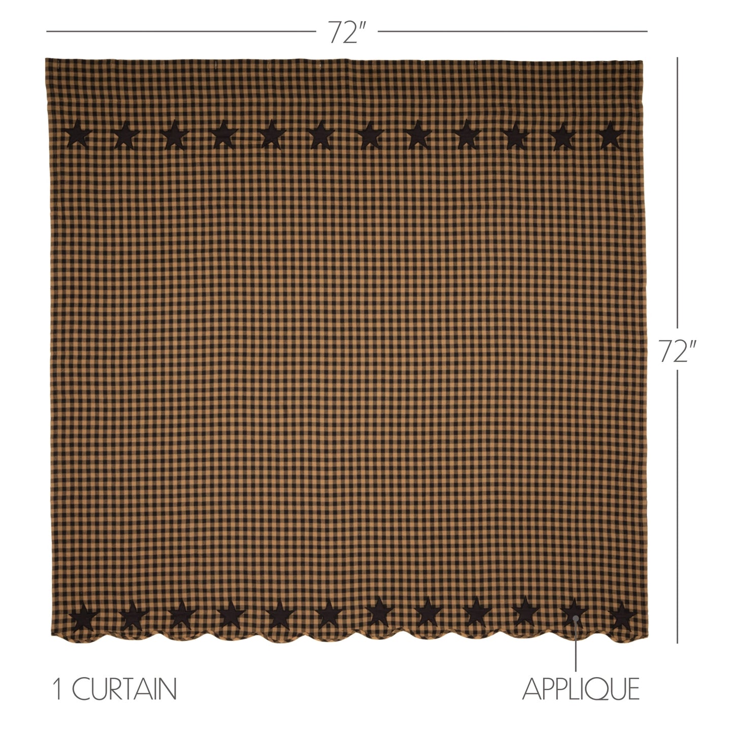 Black Star Shower Curtain 72x72