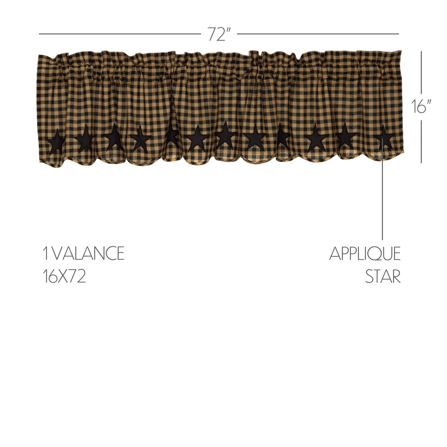 Black Star Scalloped Valance 16x72