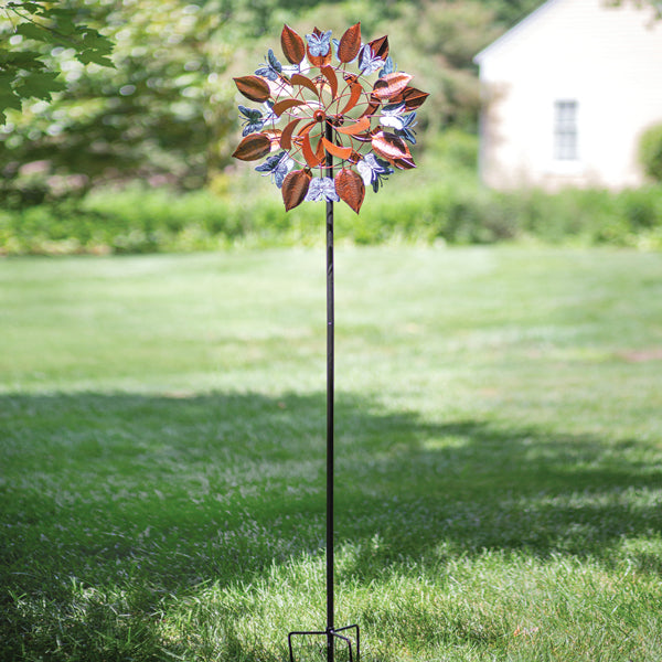Verdigris Butterfly & Leaf Wind Spinner