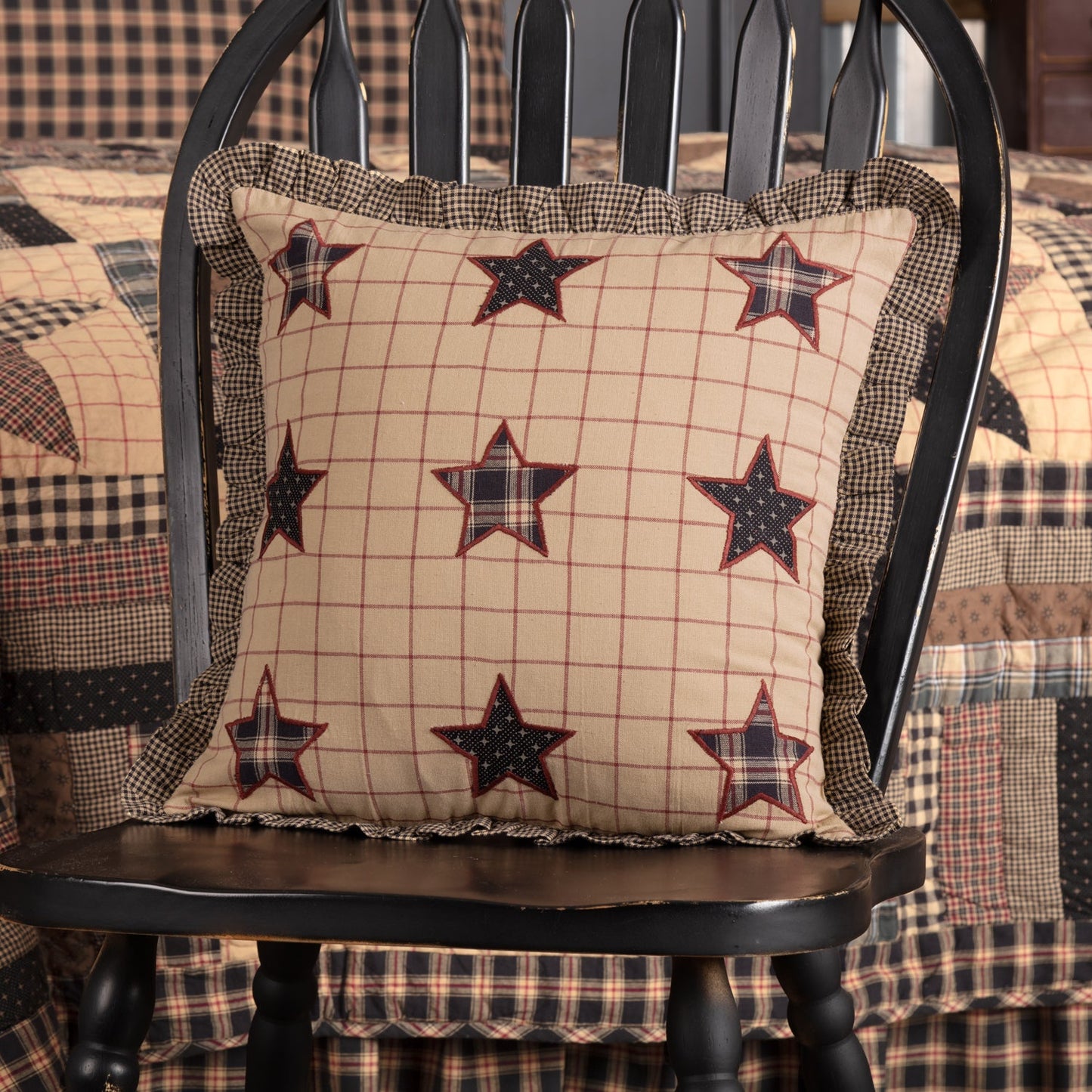 Bingham Star Fabric Pillow with Applique Stars