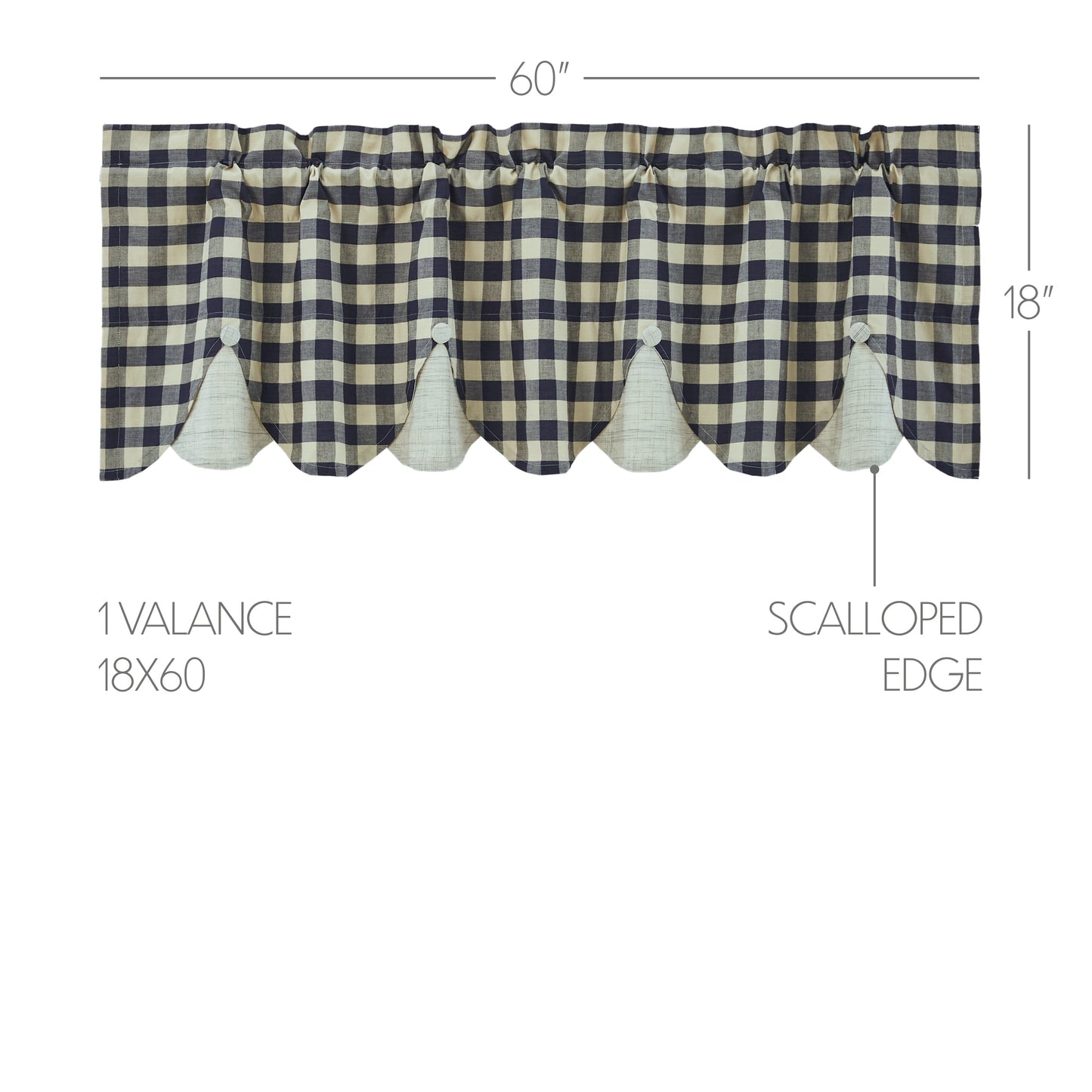 My Country Scalloped Layered Valance 18x60
