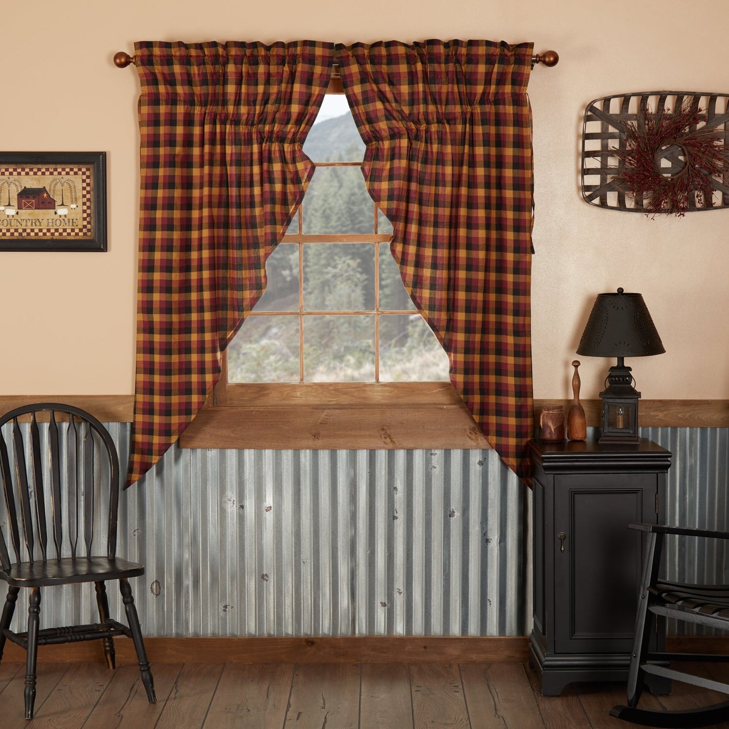 Heritage Farms Primitive Check Prairie Short Panel Set of 2