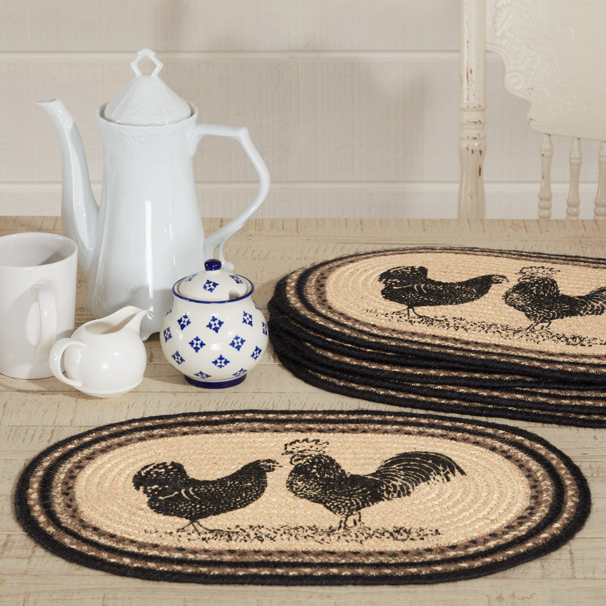 Sawyer Mill Charcoal Poultry Jute Placemat Set of 6