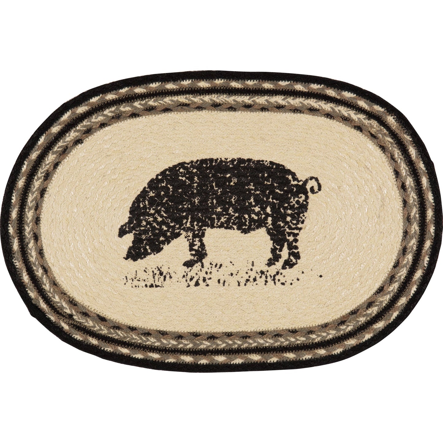 Sawyer Mill Charcoal Pig Jute Placemat Set of 6 12x18