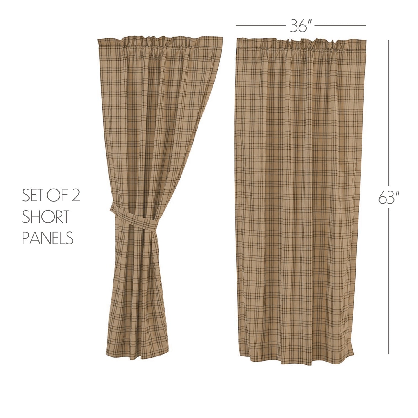 Sawyer Mill Charcoal Plaid Short Panel Set of 2 63x36