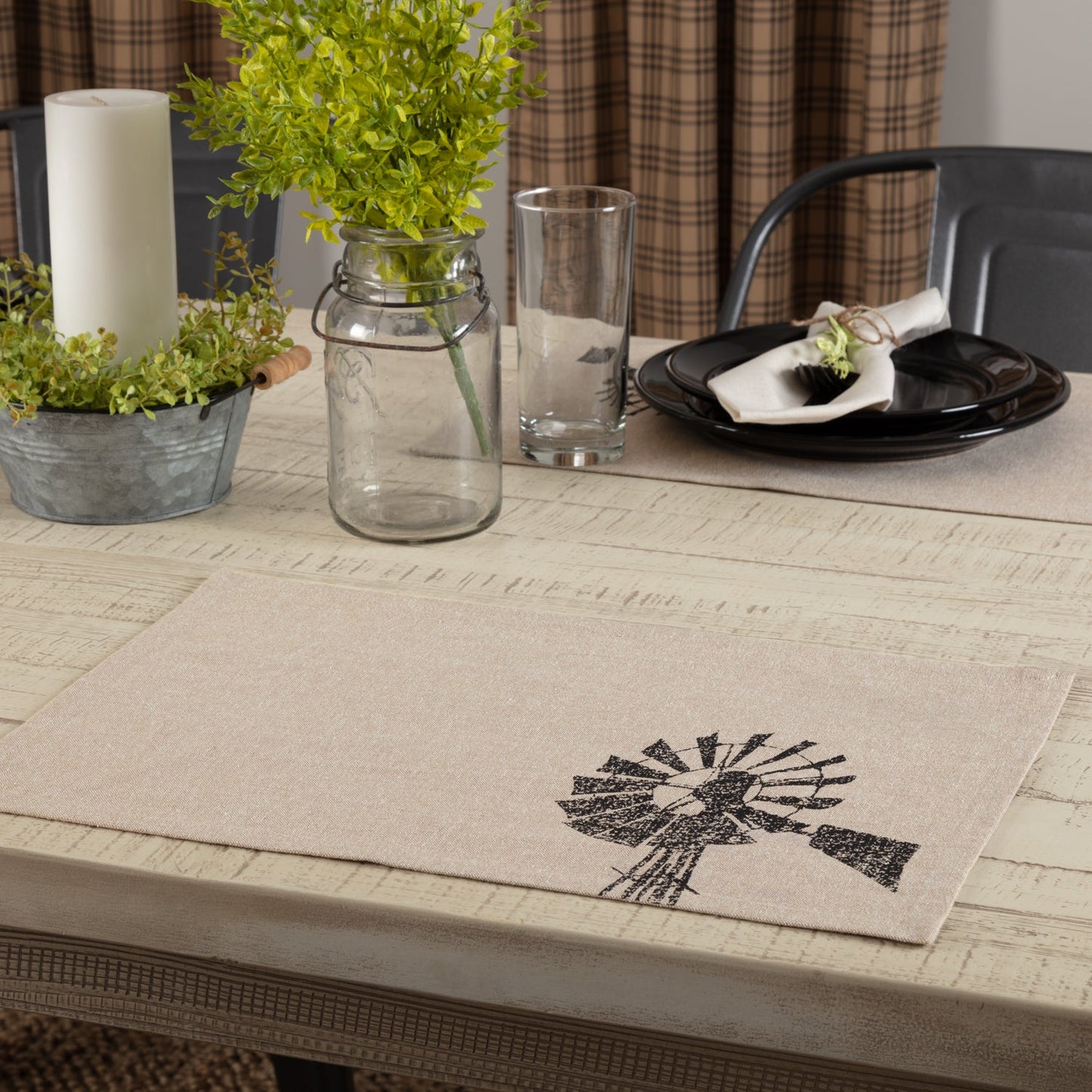 Sawyer Mill Charcoal Windmill Placemat Set of 6