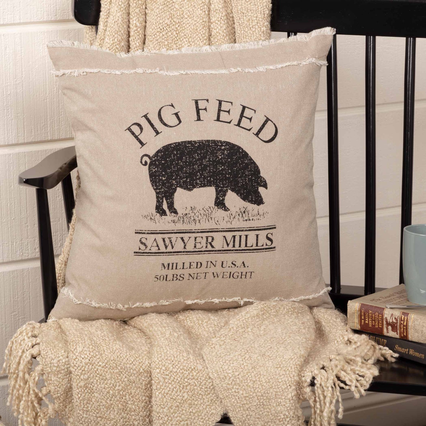 Sawyer Mill Charcoal Pig Pillow