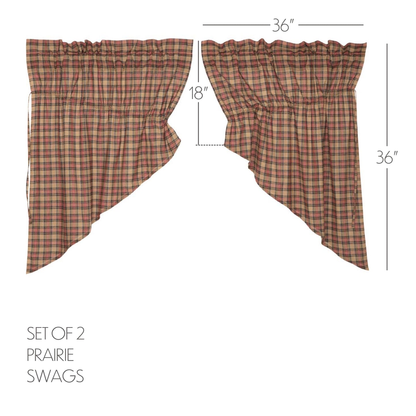 Crosswoods Prairie Swag Set of 2 36x36x18