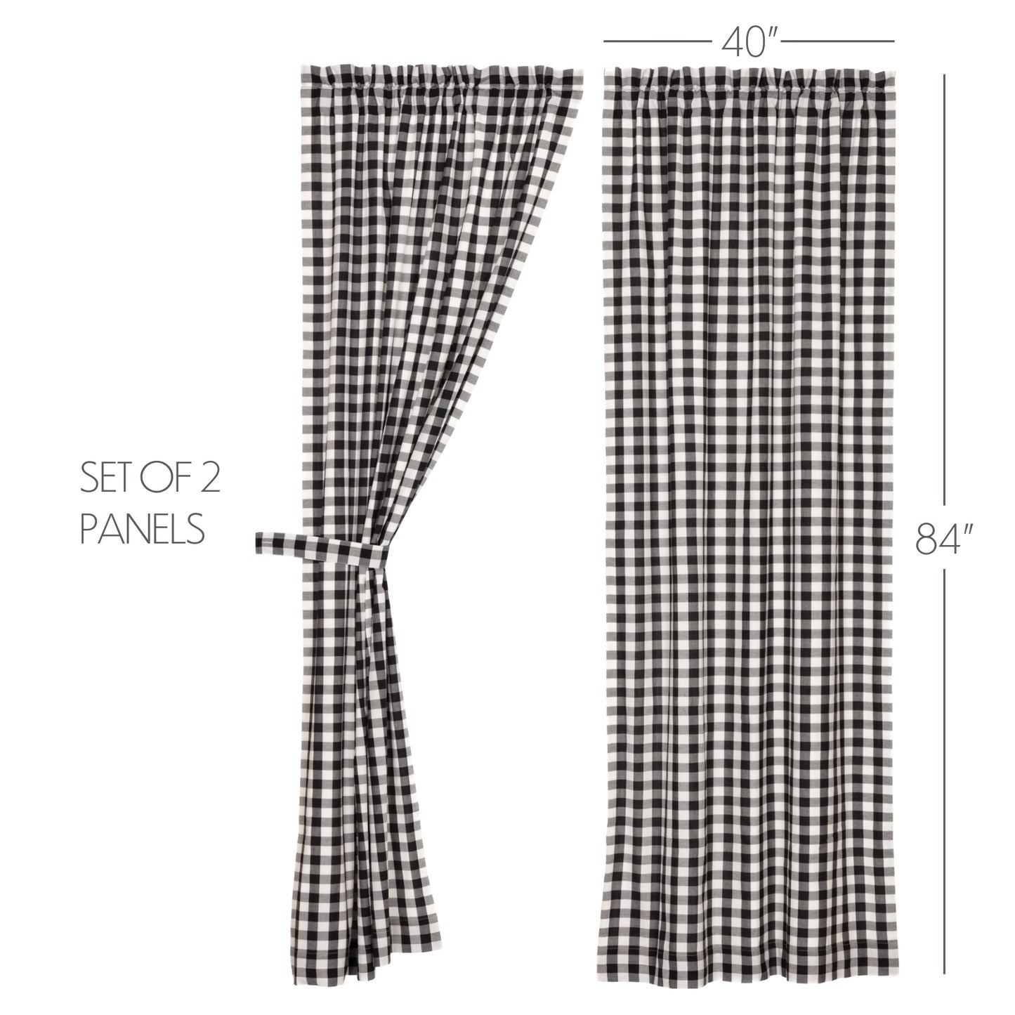Annie Buffalo Black Check Panel Set of 2 84x40