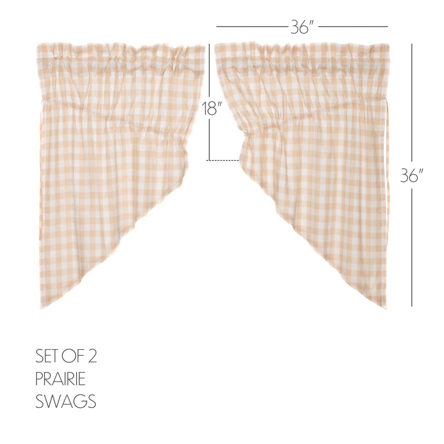 Annie Buffalo Tan Check Prairie Swag Set of 2 36x36x18