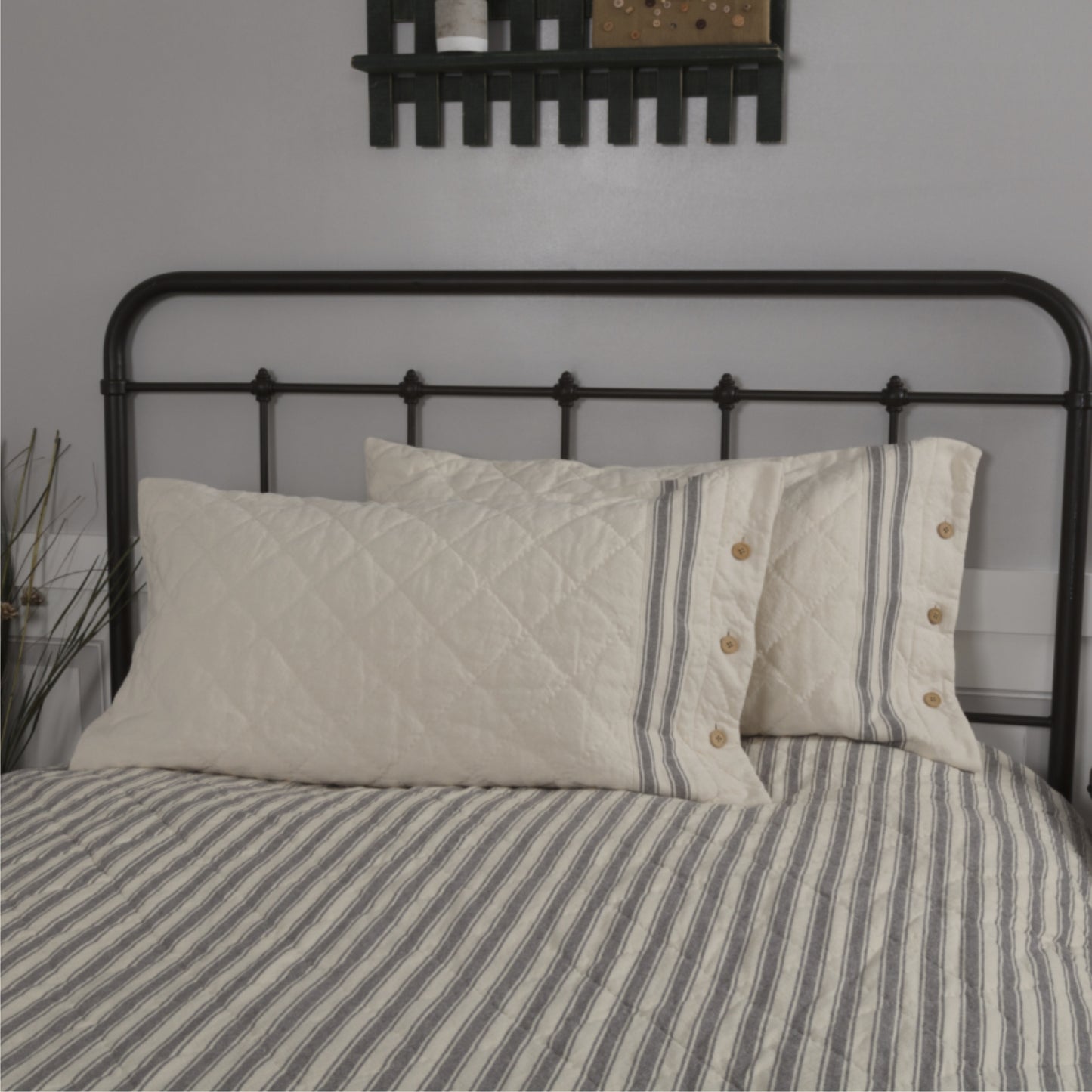 Market Place Gray King Sham 37Lx21W