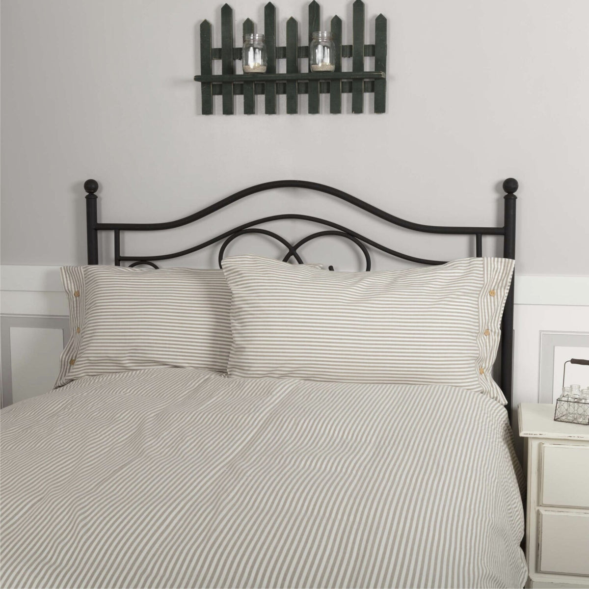 Farmhouse Ticking Taupe King Sham