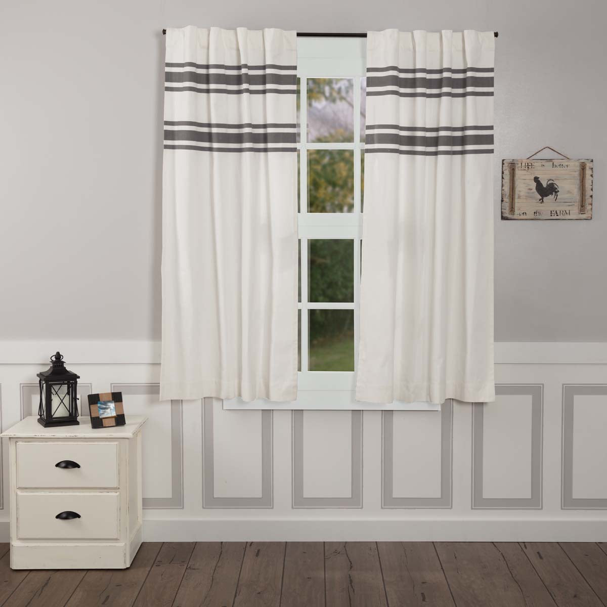 Silo Hill Charcoal Stripe Short Panel Set of 2