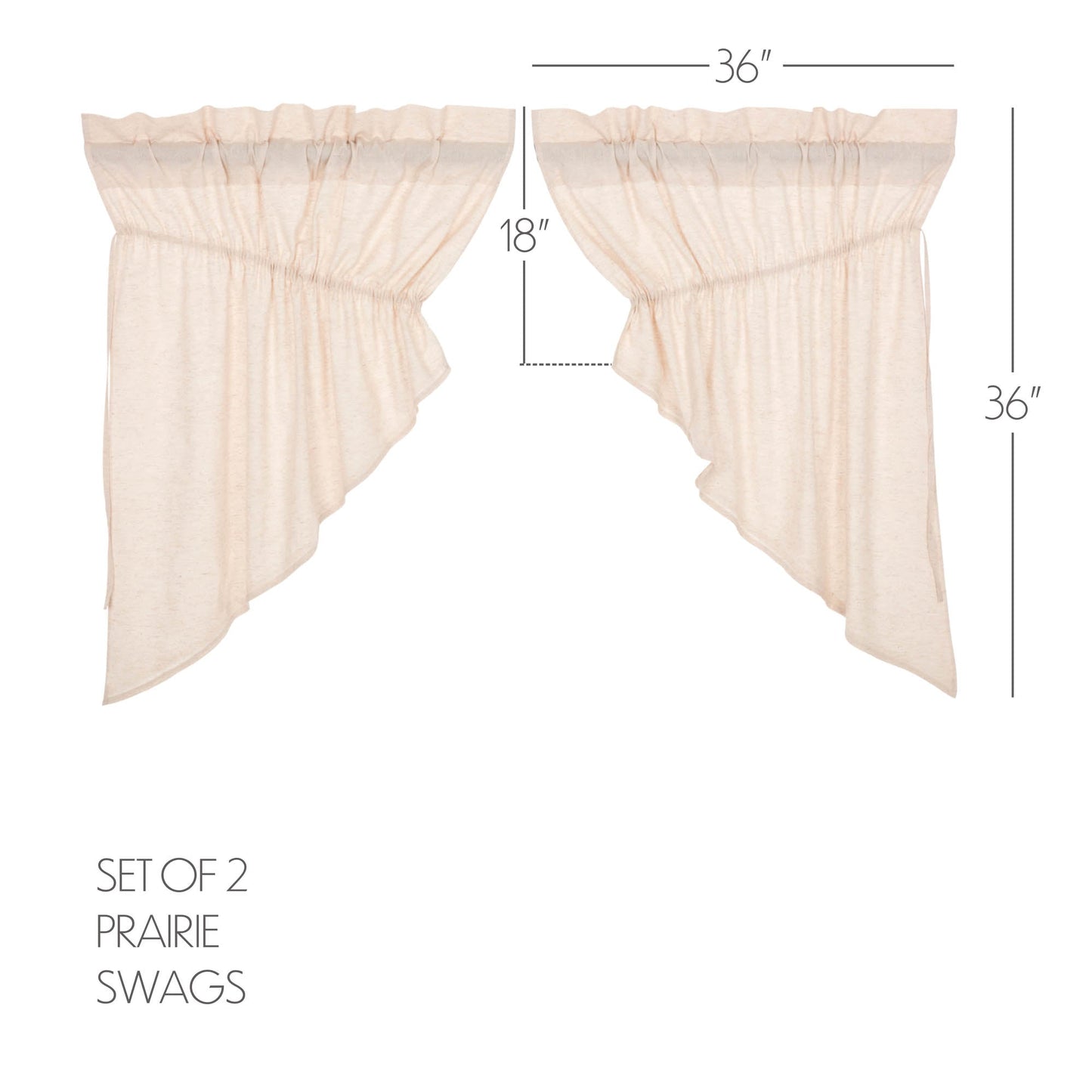 Simple Life Flax Natural Prairie Swag Set of 2 36x36x18