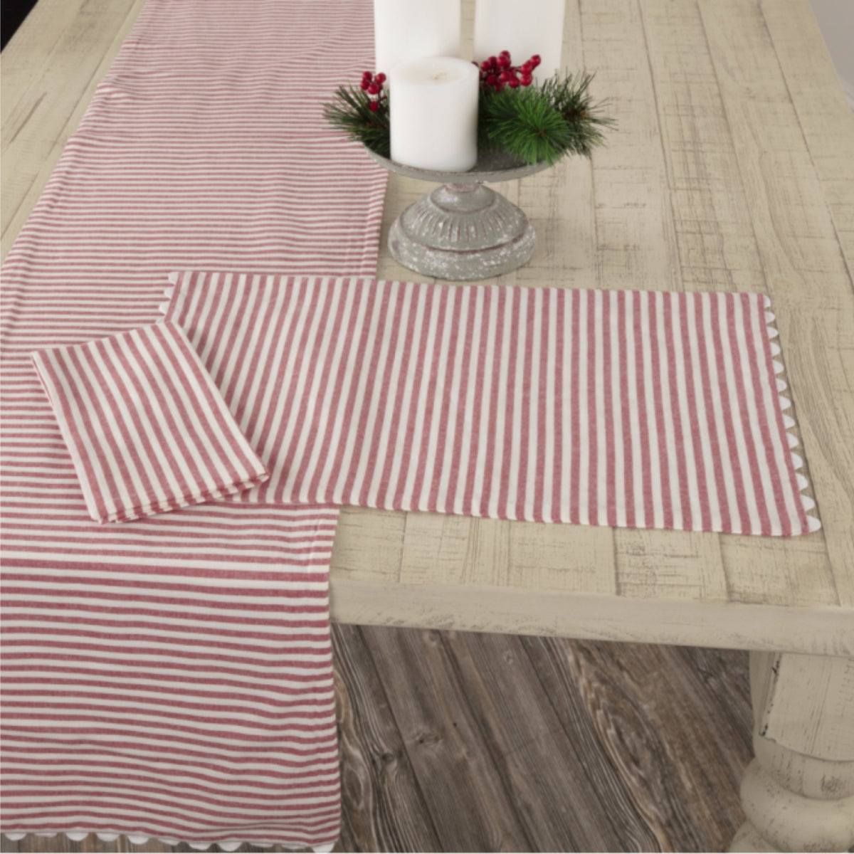 Farmhouse Ticking Red Placemat Set of 4