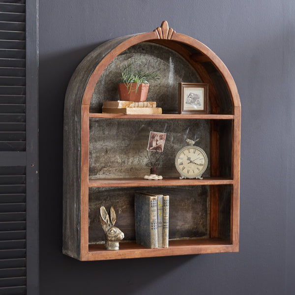 Arched Wood and Metal Shelf