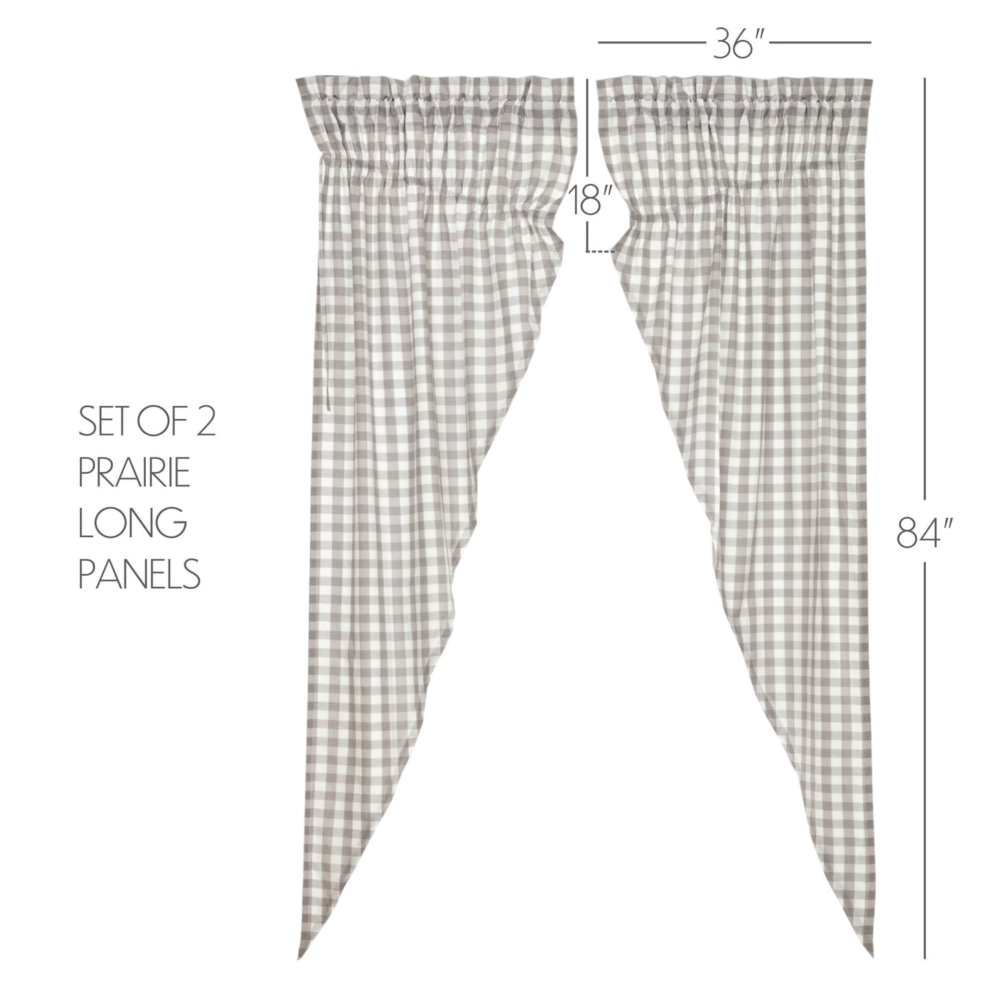 Annie Buffalo Grey Check Prairie Long Panel Set of 2 84x36x18
