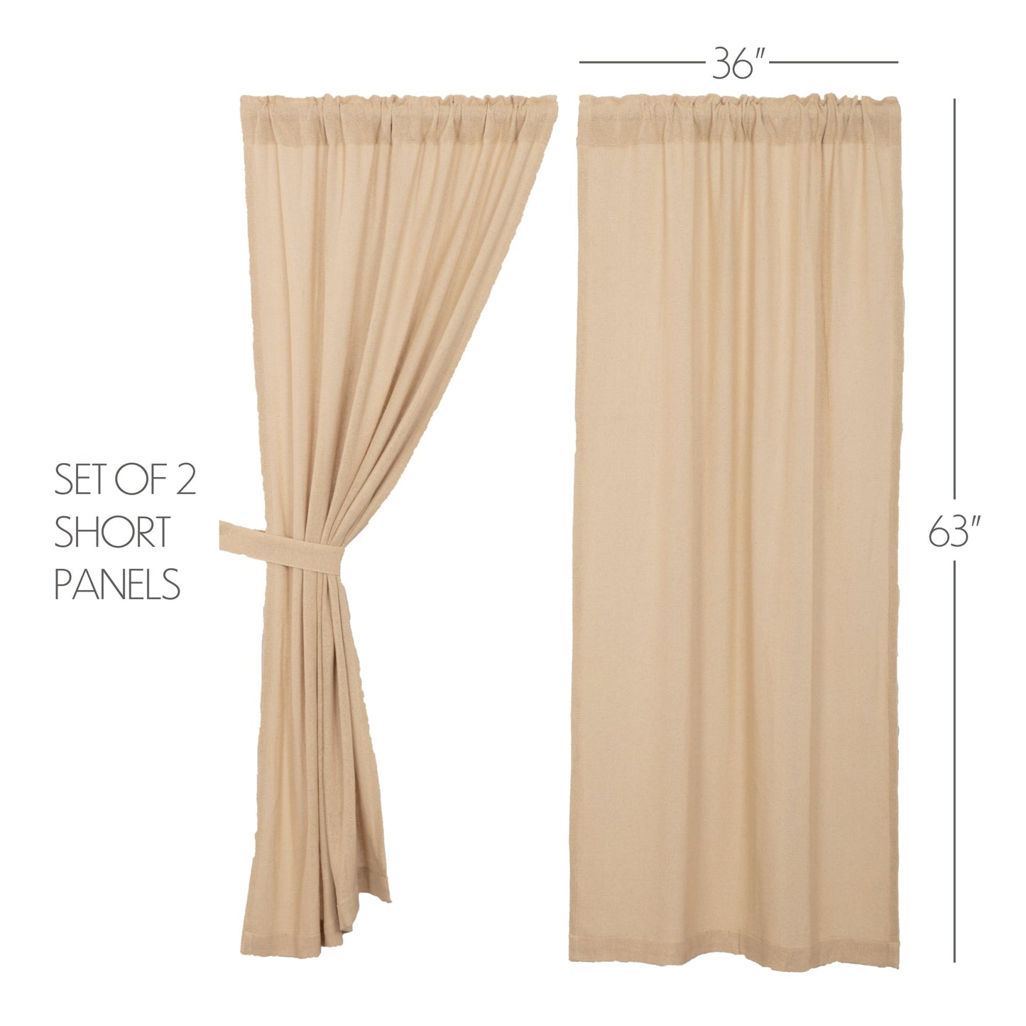 Burlap Vintage Short Panel Set of 2 63x36