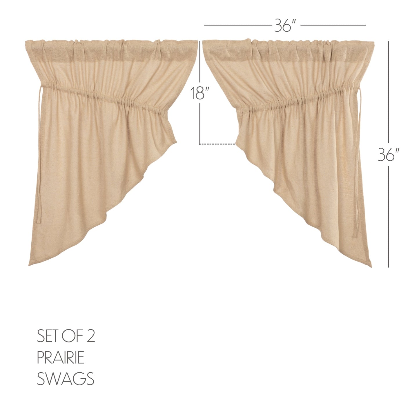 Burlap Vintage Prairie Swag Set of 2 36x36x18