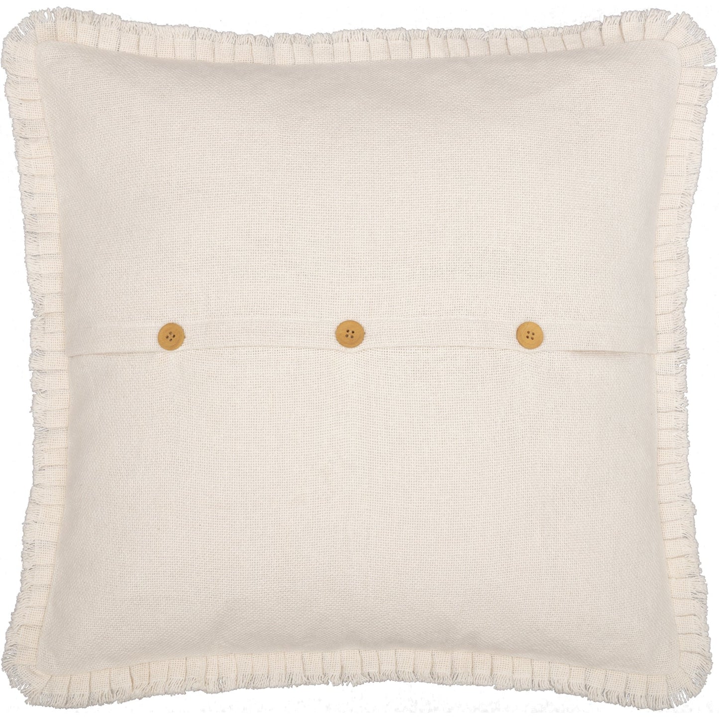 Burlap Antique White Fabric Euro Sham w/ Fringed Ruffle 26x26