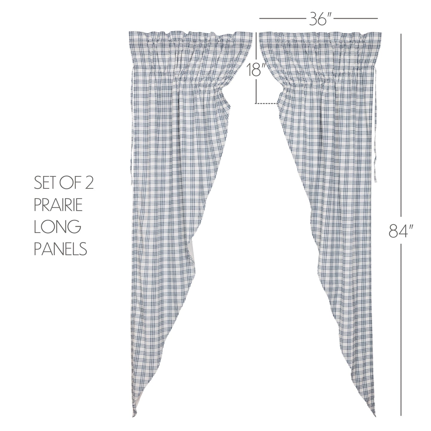 Sawyer Mill Blue Plaid Prairie Long Panel Set of 2 84x36x18