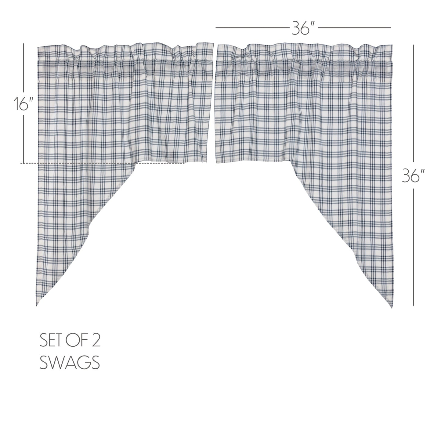 Sawyer Mill Blue Plaid Swag Set of 2 36x36x16