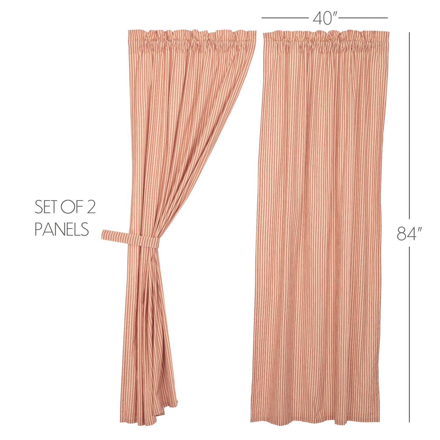 Sawyer Mill Red Ticking Stripe Panel Set of 2 84x40