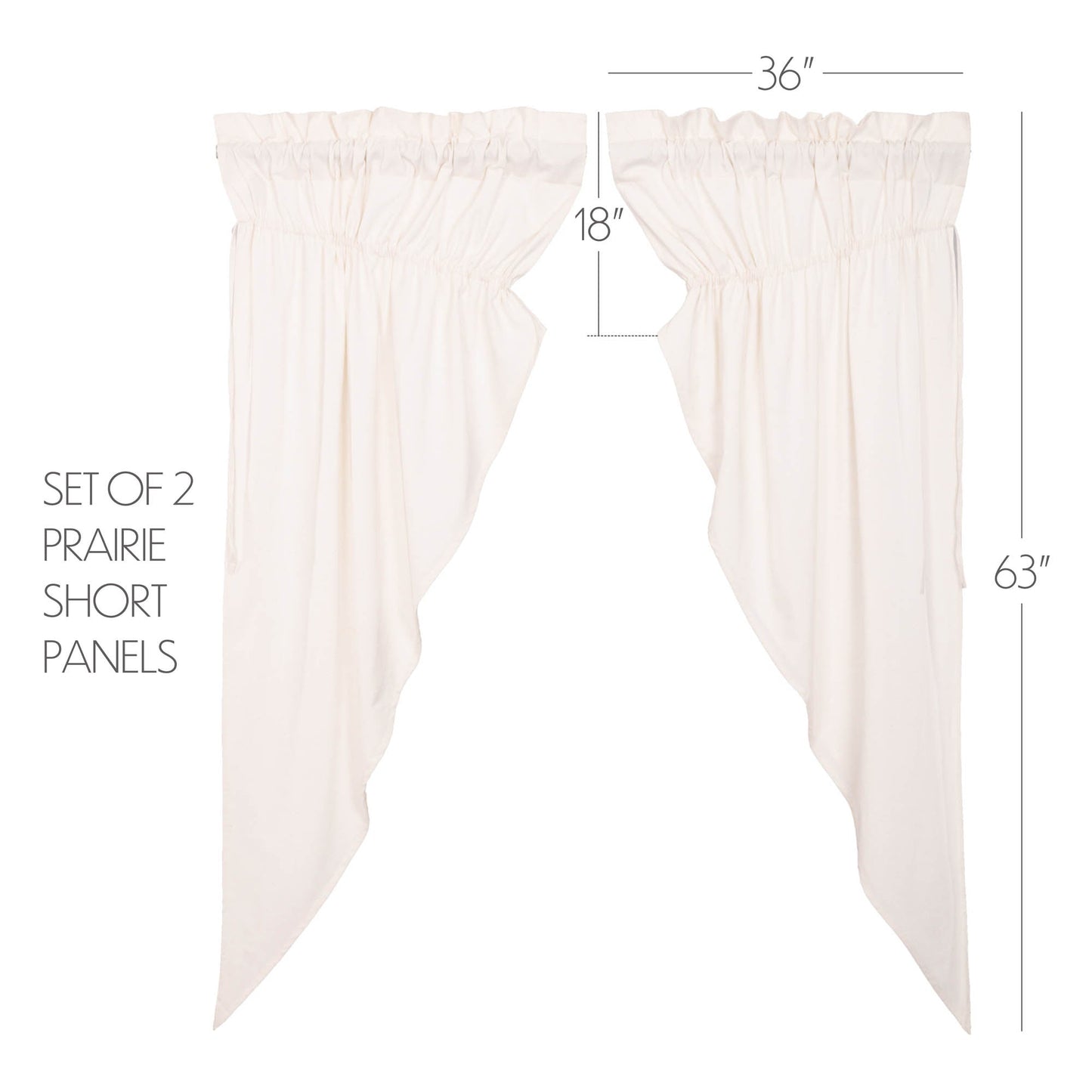 Simple Life Flax Antique White Prairie Short Panel Set of 2 63x36x18