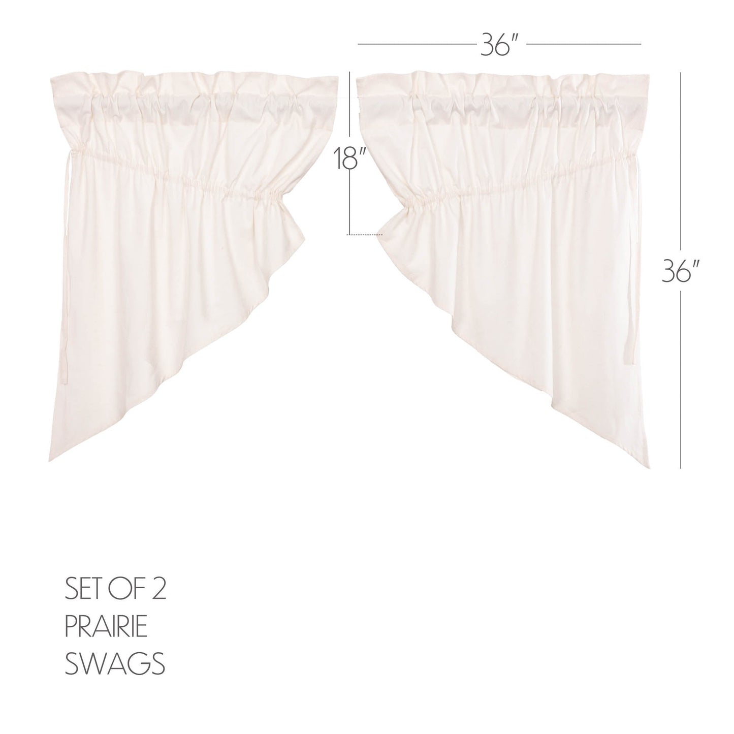 Simple Life Flax Antique White Prairie Swag Set of 2 36x36x18