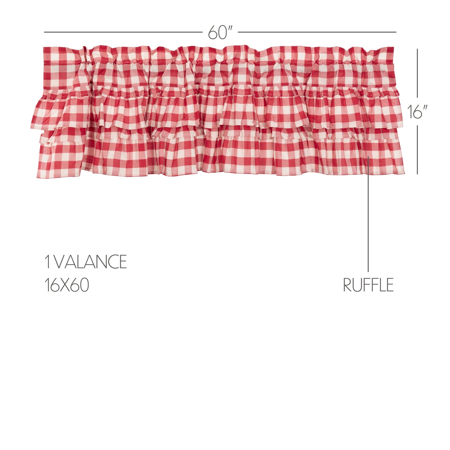 Annie Buffalo Red Check Ruffled Valance 16x60