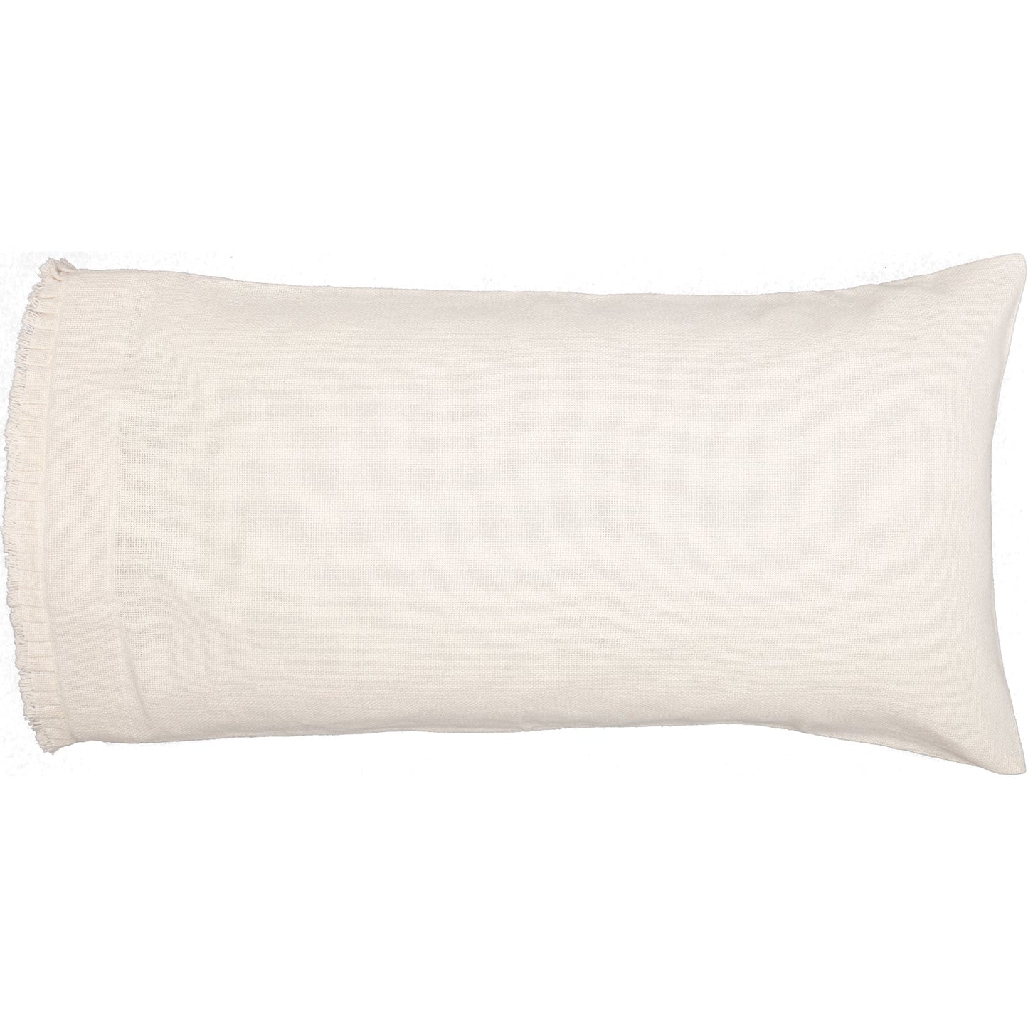 Burlap Antique White King Pillow Case w/ Fringed Ruffle Set of 2 21x40