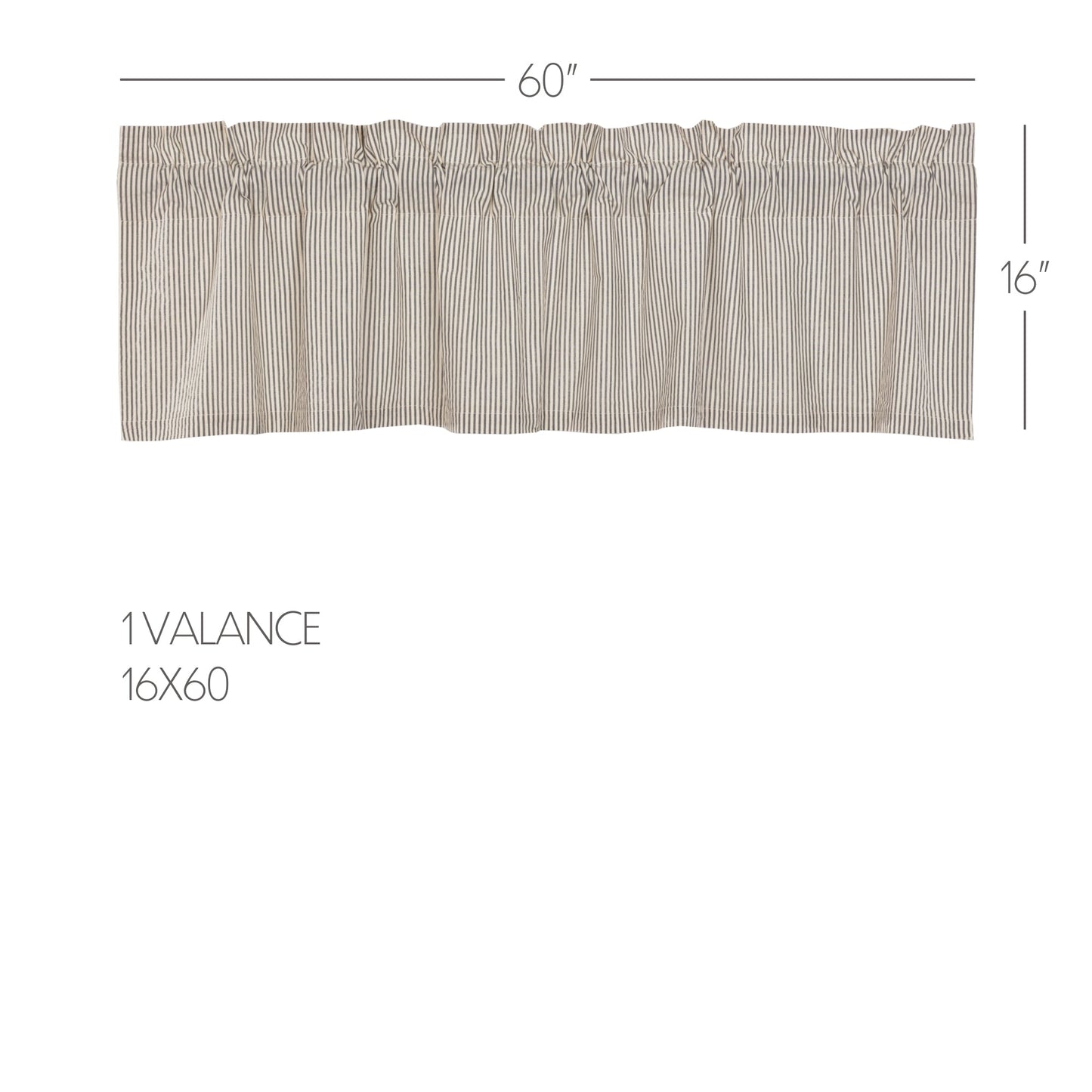 Hatteras Seersucker Blue Ticking Stripe Valance 16x60
