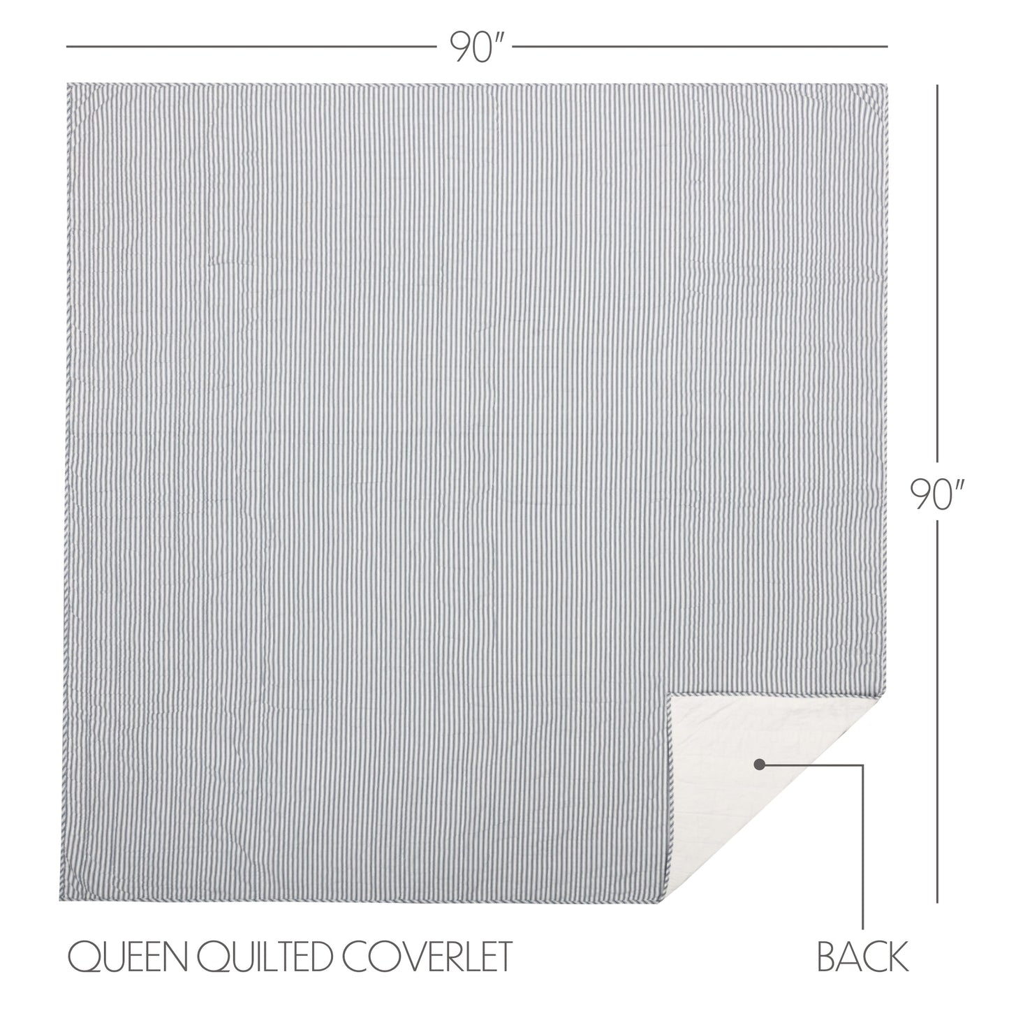 Sawyer Mill Blue Ticking Stripe Queen Quilt Coverlet 90Wx90L