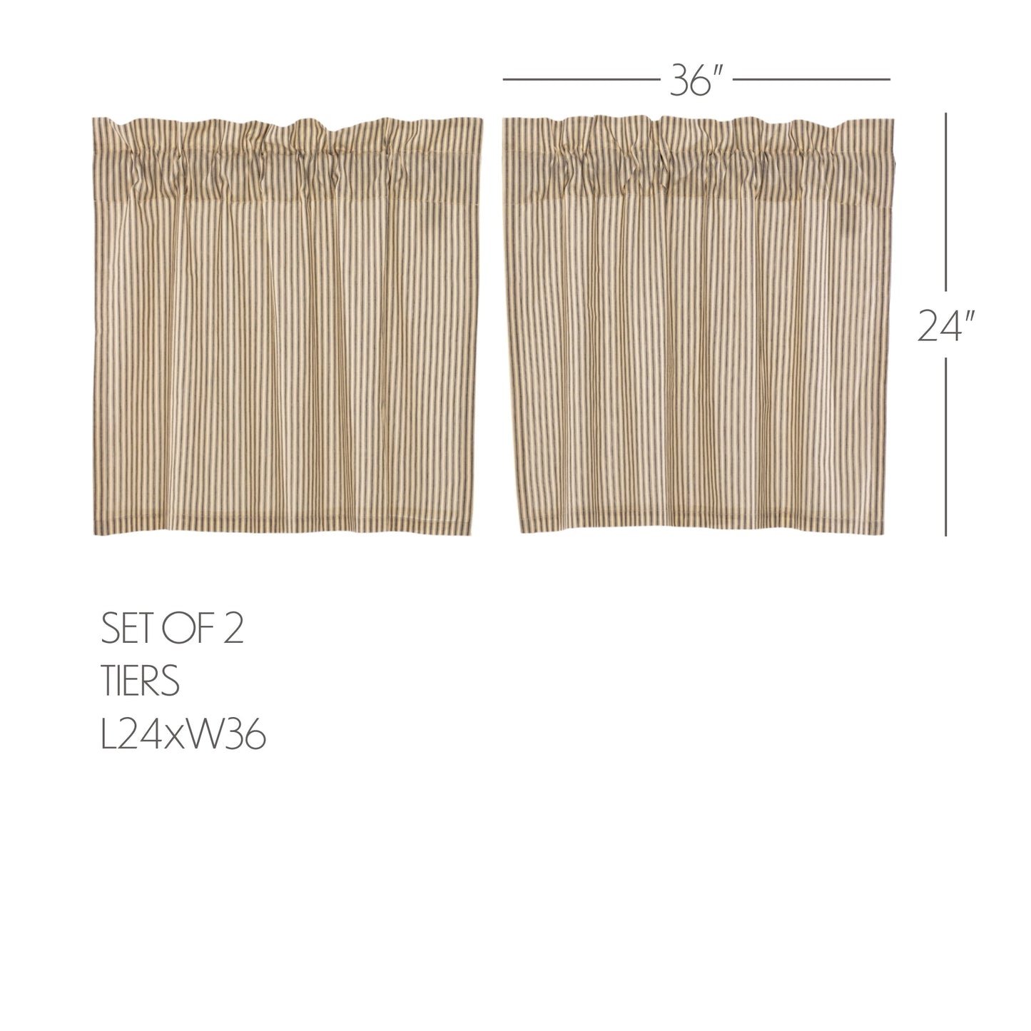 Sawyer Mill Charcoal Ticking Stripe Tier Set of 2 L24xW36