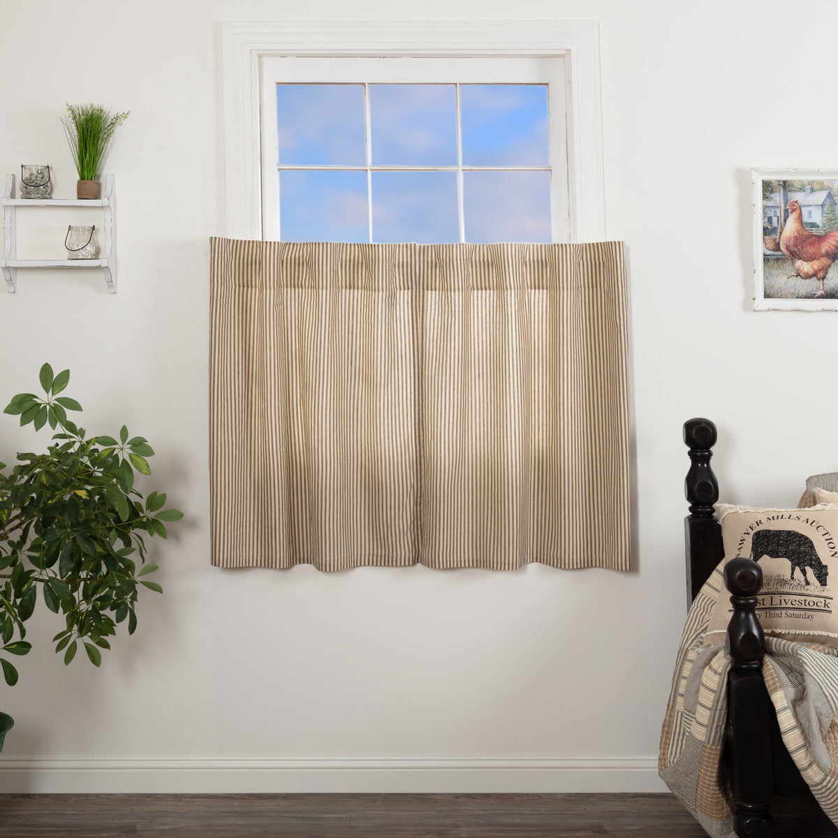 Sawyer Mill Charcoal Ticking Stripe Tier Set of 2 L36xW36
