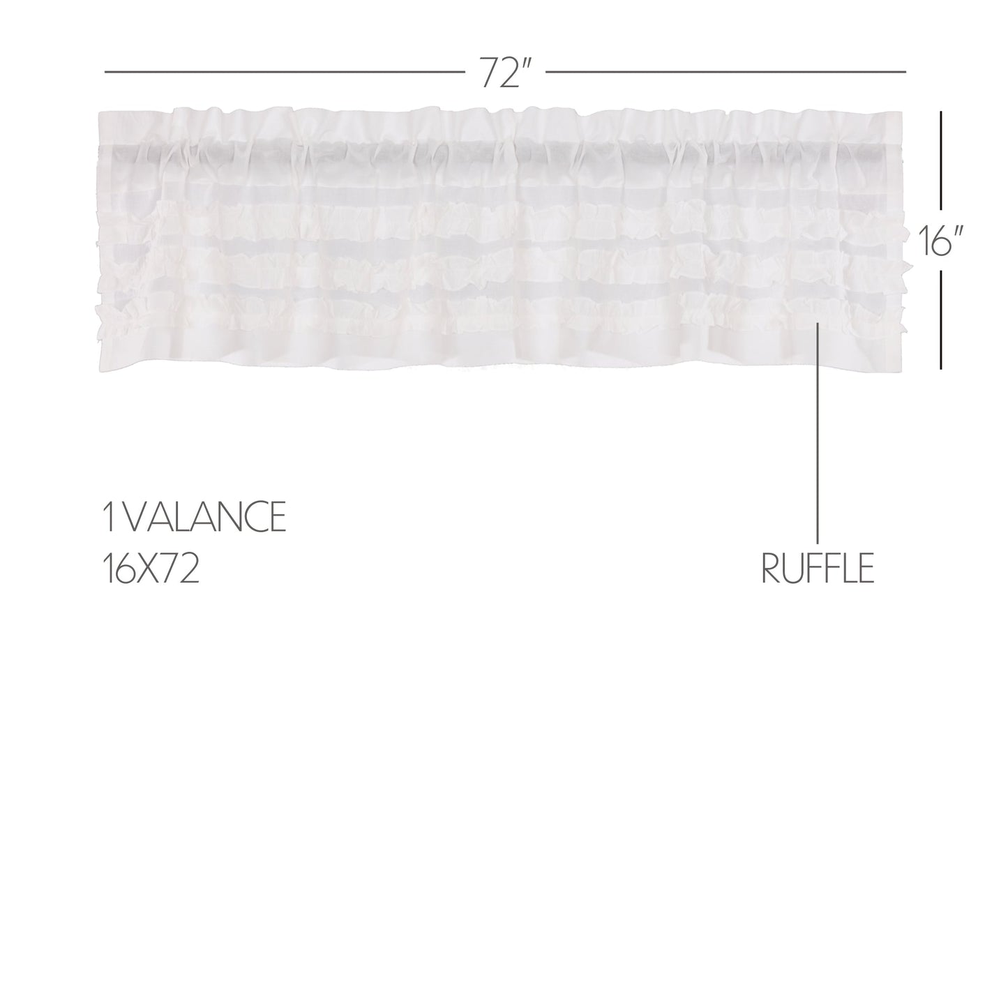White Ruffled Sheer Petticoat Valance 16x72