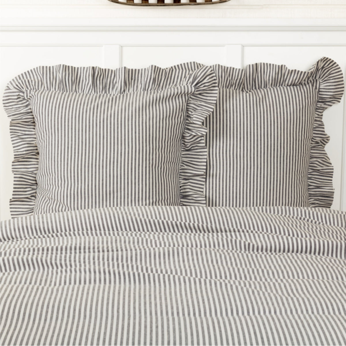 Farmhouse Ticking Gray Fabric Euro Sham