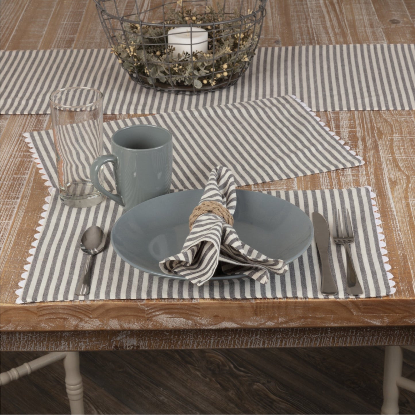 Farmhouse Ticking Gray Placemat Set of 4