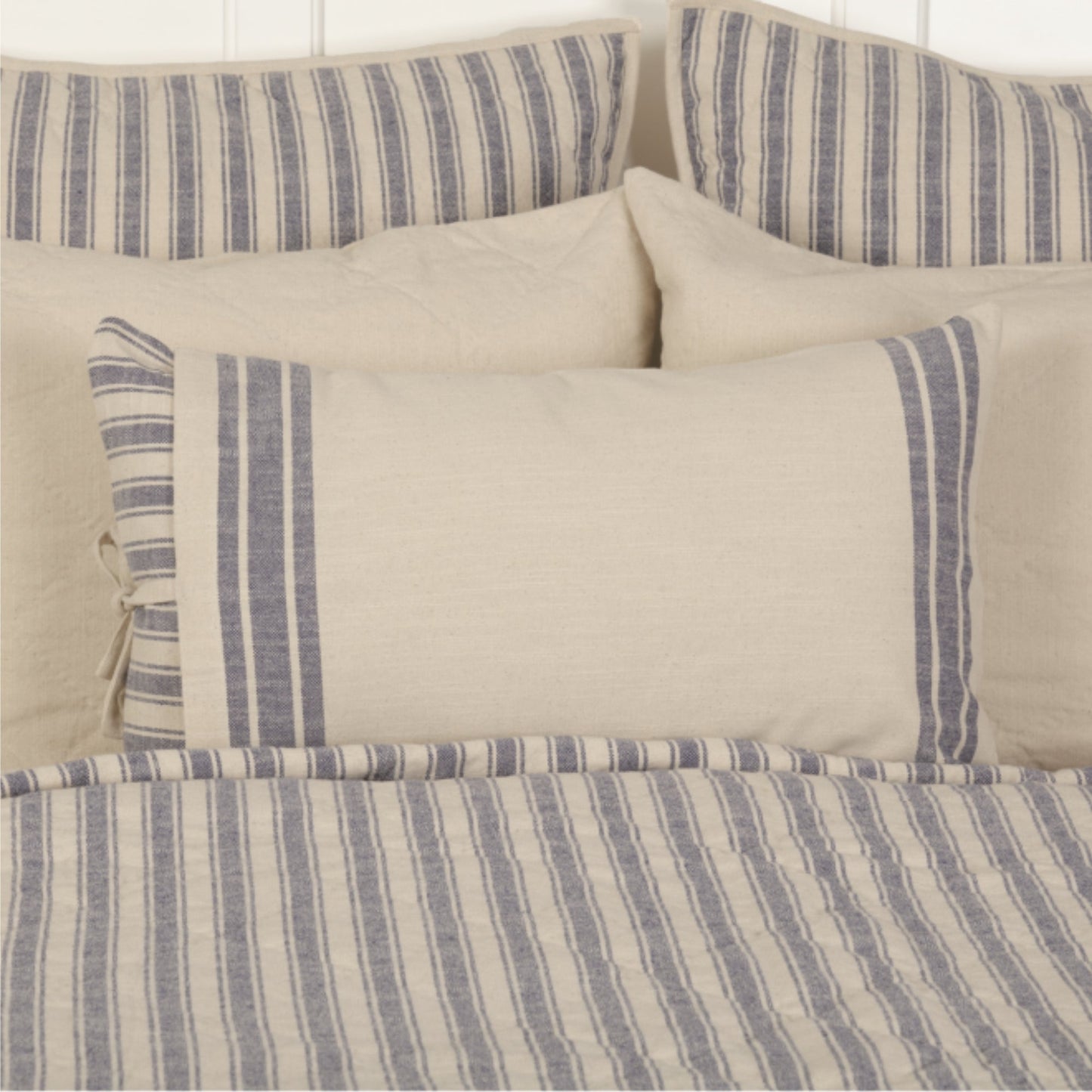 Market Place Blue Fabric Overcover Pillow Cover