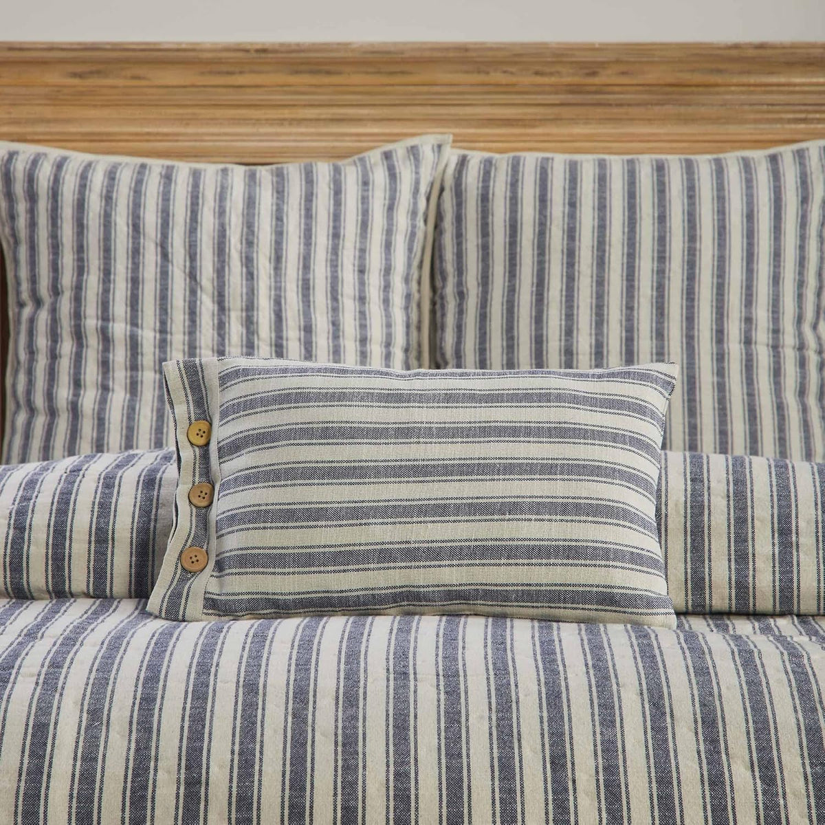 Market Place Blue Fabric Pillow Cover 21Lx12W