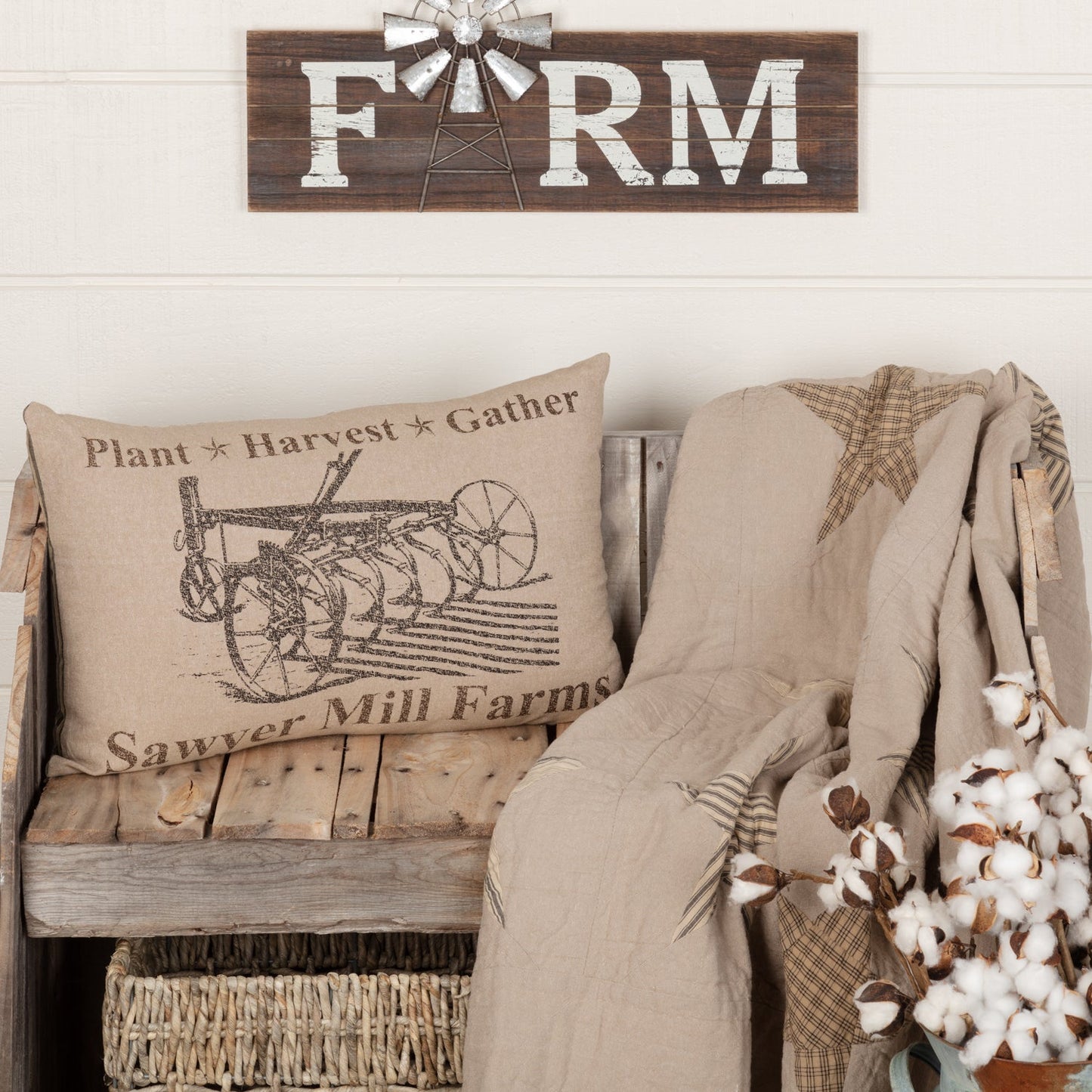 Sawyer Mill Farmhouse Rustic Charcoal Gray Plow Lumbar Throw Pillow Decorative Accent