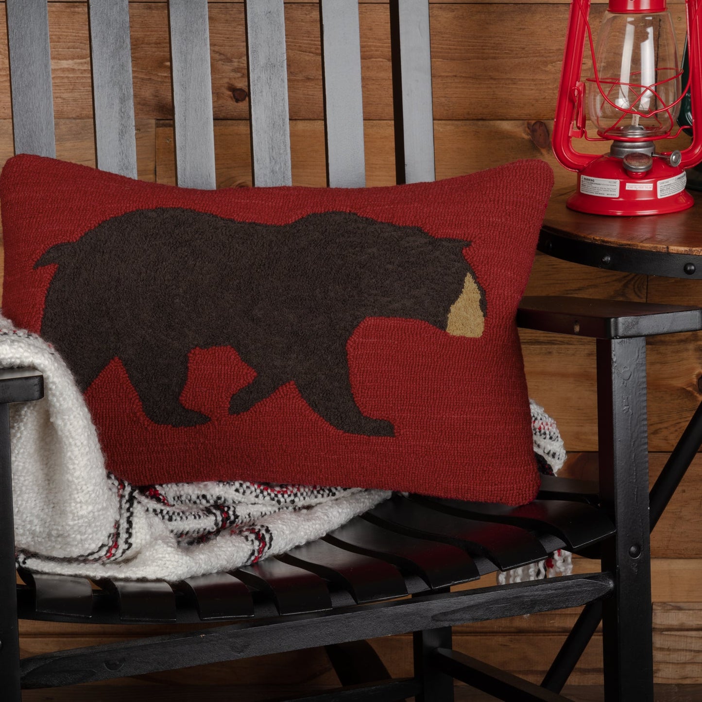 Wyatt Bear Hooked Pillow