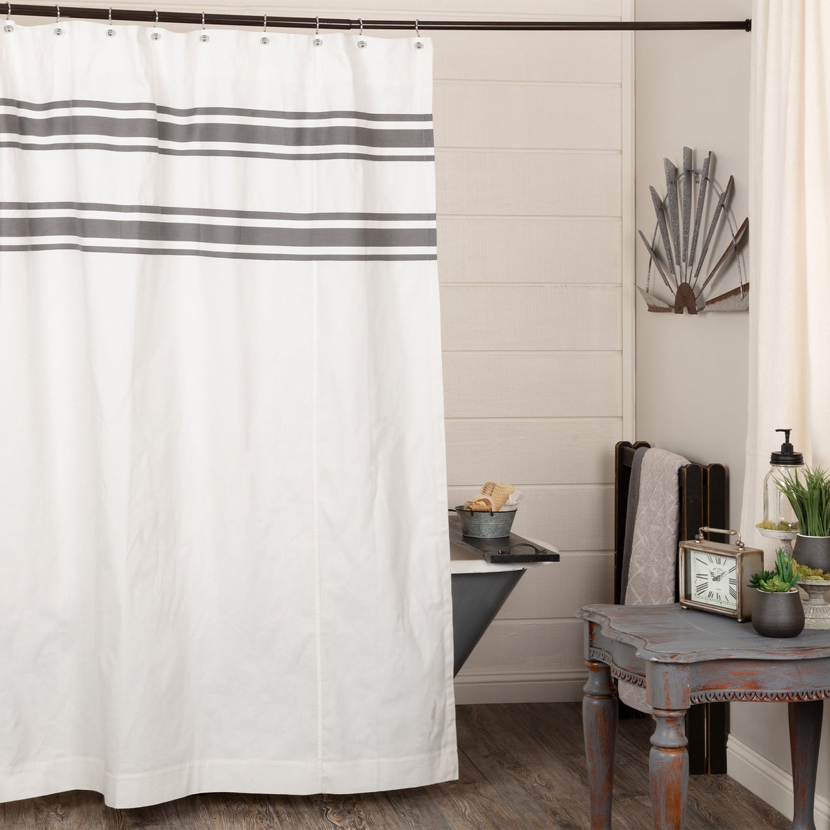 Silo Hill Charcoal Stripe Shower Curtain
