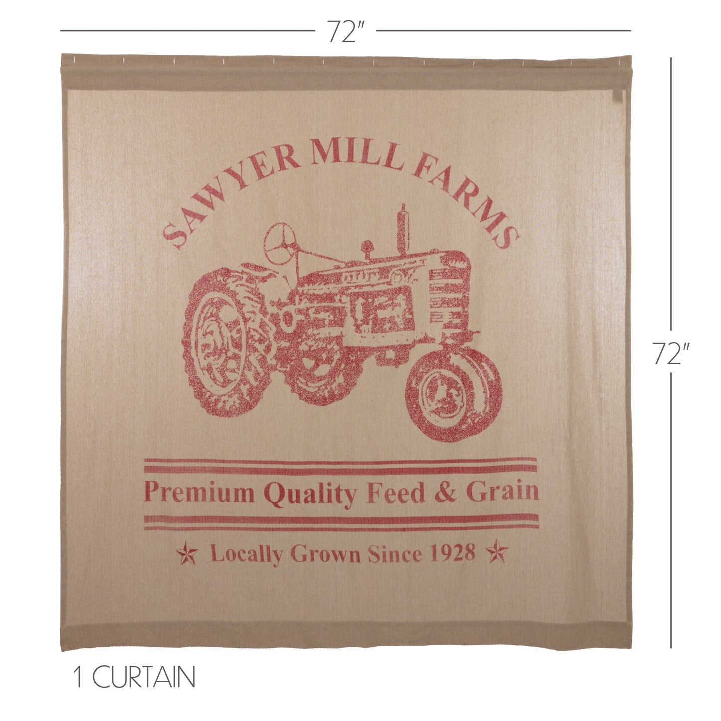 Sawyer Mill Red Tractor Shower Curtain 72x72