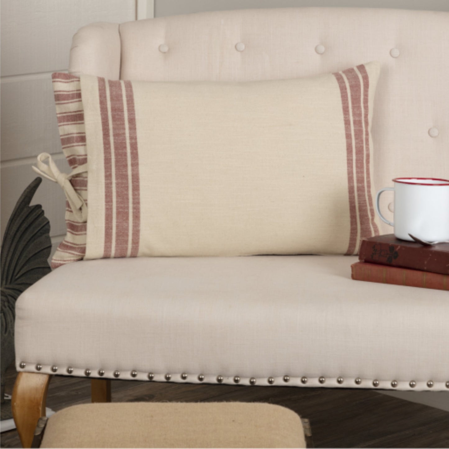 Market Place Red Fabric Overcover Pillow Cover