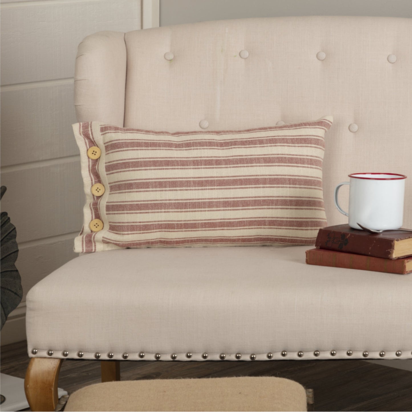 Market Place Red Fabric Pillow Cover
