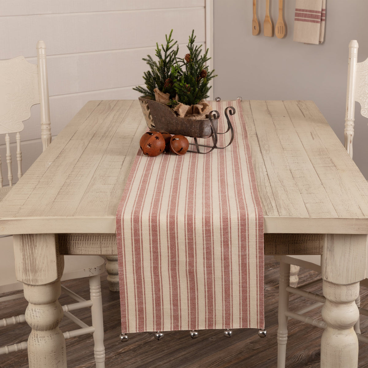 Sleigh Bells Ring Ticking Stripe Runner 72Lx13W