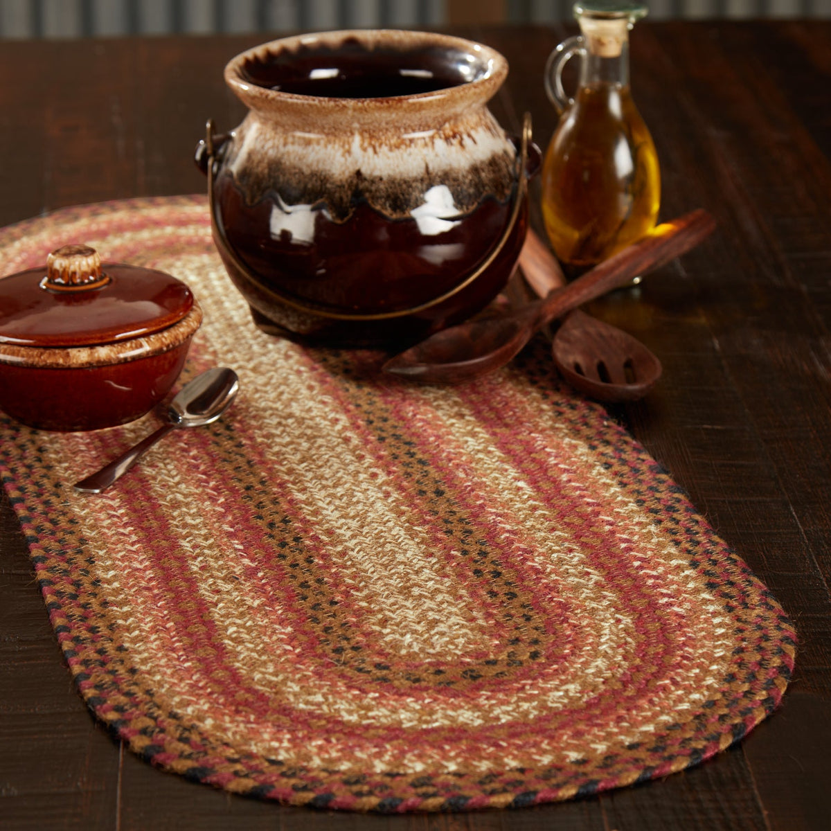 Ginger Spice Jute Oval Runner